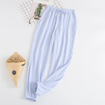 IULIE CÂNTEC de Bumbac Somn Pantaloni Lungi Fund Respirabil Pijamale Largi Solidă Talie Elastic Cupluri Pantaloni Casual Femei Homewear