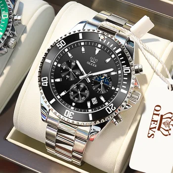 OLEVS Brand ceasuri de vânzare fierbinte multi-funcția de cronograf cu trei ochi verde de apă fantomă impermeabil bărbați ceas