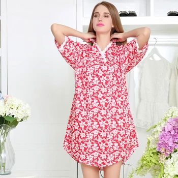 Primavara-vara doamnelor tricou de bumbac de colectare florale vrac de mare dimensiune sleepwear cămașă de noapte Lenjerie Intima poate purta în Afara