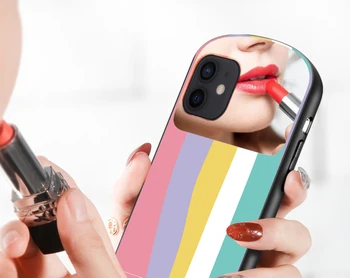 Oglinda Caz Pentru iPhone 12 Pro Max mini 11 Pro Bling RainbowTempered sticlă Capacul din Spate Pentru iPhone SE 2020 XS Max XR 7 8 Plus