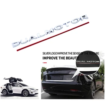 3D Dual Motor Decalcomanii de Masina din Spate Emblema Portbagaj Autocolant Insigna Decalcomanii pentru Tesla Model 3 2017-2020, Autocolant Decorativ