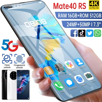 2021 Noua Versiune Globală Mate40 RS 7.3 Inch 16GB+512GB Smartphone telefon Mobil 24+50MP 4G de Rețea 5G 6800mAh WiFi GPS Telefon Mobil