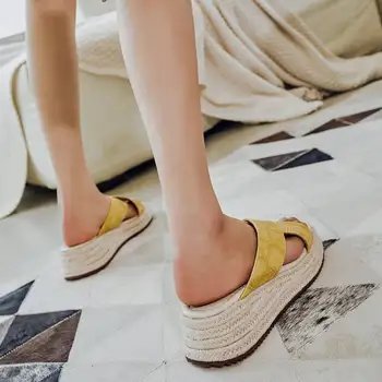 Taoffen Real Din Piele Femei Pene Sandale De Moda Platforma Toc Înalt Pantofi De Vara Pentru Femeie Casual De Zi Cu Zi Doamna Încălțăminte Mărimea 34-39