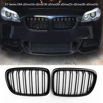 Negru lucios Bara Fata Dual Slat Față de Rinichi Grătar Grila Pentru BMW X1 Seria E84 SDrive