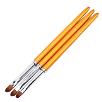 3Pcs/set Aliaj Acrilic Nail Art Pensule Gel UV Pictura Desen Perie Instrumente de Manichiură de Aur pentru Femei