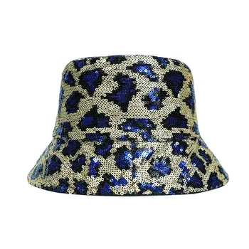 Femei Sclipici Găleată Pălărie De Bumbac Reversibile Moda Leopard De Protecție Solară Capac 2021 Toate Anotimpurile Partid Imprimare De Călătorie Pescar Pălării