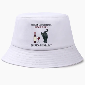 Amuzant, De Asemenea, Ea Are Nevoie De O Pisici Panama Pălărie Găleată Femei Pescuit Pălării Bob Pyjamas Pescar Capac De Bumbac În Aer Liber Protecție Solară Capace Negre