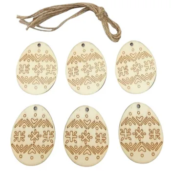 6PCS/set din Lemn, încondeierea Ouălor de Paști Lemn Meserii DIY Acasă Decoruri Drăguț Ou de Pasti Ornamente pentru Paște Fericit Partid Decor Cadou