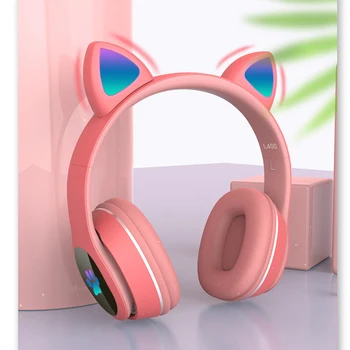Bluetooth Căști Căști V5.0 Intermitent Pavilioane Wireless Pliabil Joc Stereo Copii Fata de Căști cu Microfon Drăguț Pisică Ureche