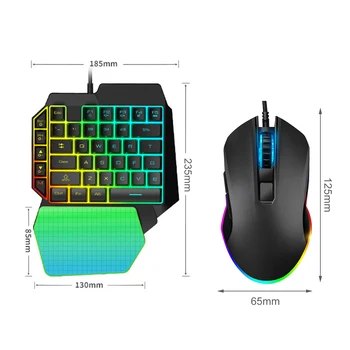 T1 Tastatura Mouse Combo-Uri Ergonomice Multicolor Iluminare Din Spate Cu O Singură Mână Joc Keyboard Mouse-Ul Setat Pentru Acasă Jocuri Gamer Kit