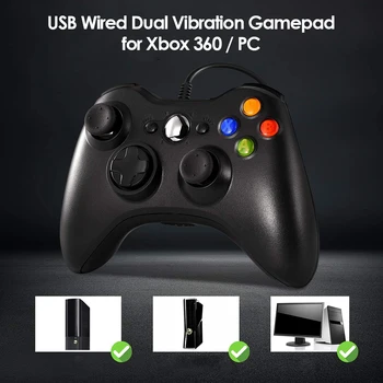 USB Cablu Gamepad Dual Vibration Controller pentru Xbox 360 Joc pentru PC Joystick Joypad Pentru Windows 7 / 8 / 10