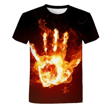 2021 new flame Boys T-shirt de moda de vară cu mânecă scurtă 3D rotund gât topuri de fum element tricou Fete la modă T-shirt