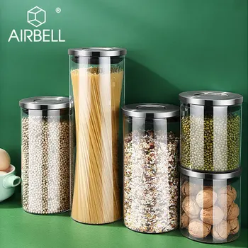 AIRBELL Bucătărie depozitare Alimente cutie organizator recipient de sticlă borcane Frigider cu capac cutii canistre de Cereale distribuitor cabinet de orez
