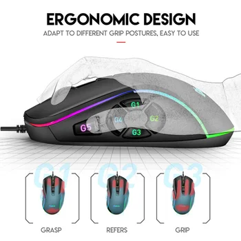 Mouse cu fir USB Optical Gaming Mouse de Calculator Programabil Joc Soareci 4 DPI Reglabil LED-uri RGB Lumini Macro Mouse-ul