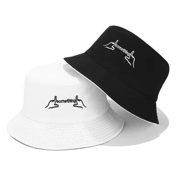 Dublu-side Bucket Hat pentru Femei Barbati Degetul Broderie de protecție Solară de Călătorie Pliere Bazin de Pescuit Pescar Pălărie Pyjamas, Pălării Bob L*