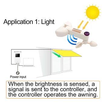 433MHz Solare Wireless Vânt Soare Senzor de Ploaie Pentru Marchiză Și Declanșatorul Deschis Smart Home AC212 Receptor