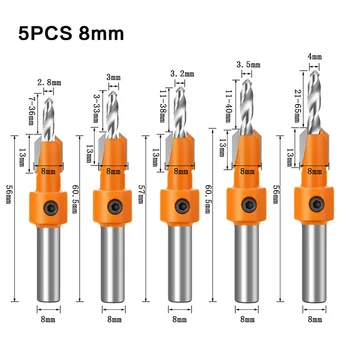 1 buc 8mm Coadă HSS Unelte pentru prelucrarea Lemnului Countersink Router Cam extractoare de șuruburi Pentru Lemn freze Remon Demolare Tamplarie
