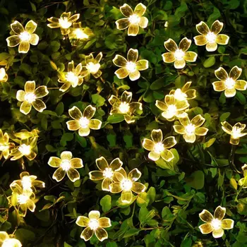 Alimentat cu energie solară Ghirlande de lumină 5m 7m 12m Flori de Piersic Lampa Solara LED-uri de Putere Șir de Lumini Zână Grădină de Crăciun Decor în aer liber