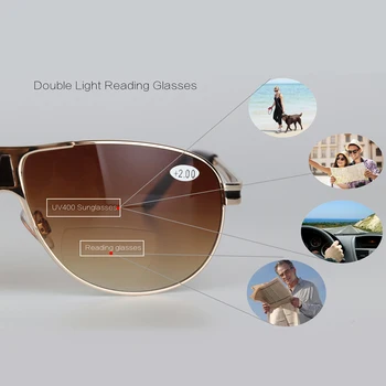 Bifocale Progresivă ochelari de Soare Ochelari de Citit pentru Barbati Femei cu Protecție UV400 Retro în aer liber la Soare Multifocale Ochelari de vedere