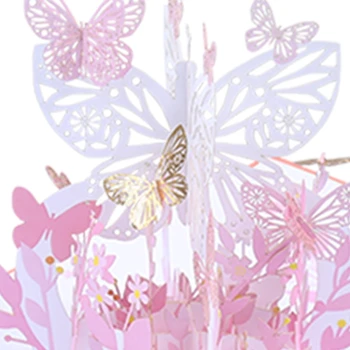 Pop-Up 3D Fluture Coș de Flori Felicitare pentru Ziua de nastere de Ziua Mamei Petrecere M17D