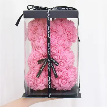 DIY 25 cm Teddy Rose nu poartă nici o Cutie Artificiale PE Urs din Flori de Trandafir de Ziua Îndrăgostiților Pentru Prietena Femei Soția Ziua Mamei Cadouri
