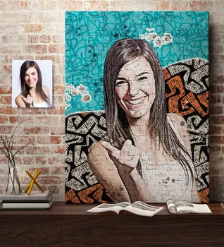 Personalizate Femei Modelului de Desen Graffiti Design Panza de Imprimare (50x70 cm.) Design personalizat de Suveniruri Amintiri Frumoase, Prieteni Dragi