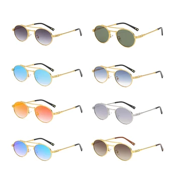 Peekaboo verde albastru oglinda ochelari de soare pentru bărbați dublu pod stil retro rotund ochelari de soare pentru femei full metal uv400 articole pentru cadouri
