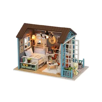Casă de păpuși din Lemn, Mobilier Diy Casa in Miniatura Cutie Asambla Puzzle 3D Miniaturas Păpuși Truse de Jucarii Pentru Copii Cadou de Ziua de nastere