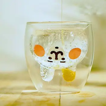 Creative Drăguț Urs Dublu-strat Cana de Cafea DoubleGlass de Desene animate pentru Copii Ratusca de Animale Lapte de Sticlă Doamna Drăguț Cadou Cana cadou de Crăciun