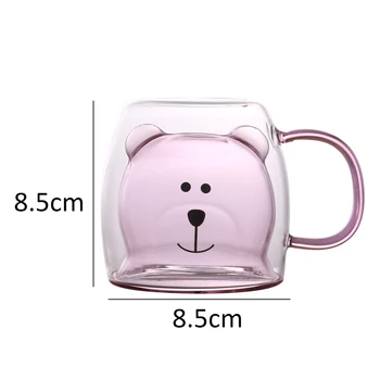 3D 2-Tier cu Perete Dublu de Sticla Cu Maner Urs Drăguț Pisica Ceașcă de Cafea Rezistent la Căldură Manual Lapte Suc de Lamaie Cupe Drinkware