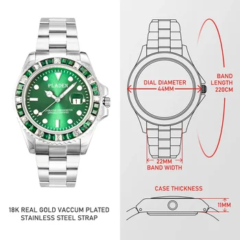 PLADEN Trendy Mens Ceasuri de Lux din Oțel Inoxidabil Luminos Brățară Ceas de mână Moda Diamant Bezel Ceas de Afaceri Dropshipping