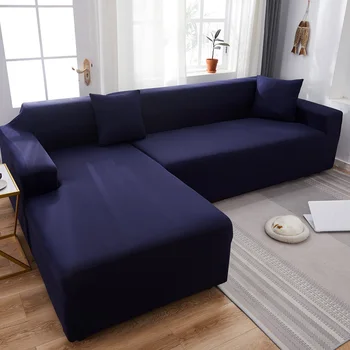 Solid de Culoare Elastic Set Huse de Canapea pentru Camera de zi Strech în Formă de L Chaise-Longue Canapea Mobilier Protector Decorativ Sectionale