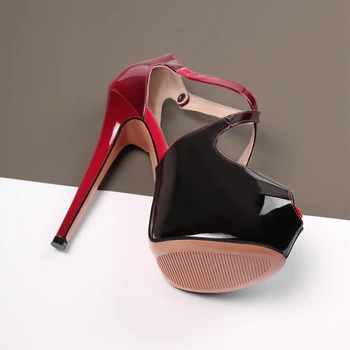 Singur Trandafir 2020 Pantofi Pentru Femei Curea Cruce Pompe de 15cm Tocuri inalte Sexy Impermeabil Platforma Peep Toe Rosu Negru Pantofi de Moda L02