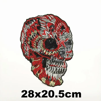 Design mare de broderie mare craniu de desene animate patch-uri pentru haine-283