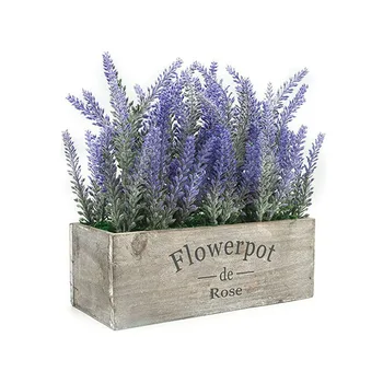 Floare artificială în Ghiveci Mov Fals Flori Faux Lavenders în Vase de Lemn pentru Acasă Nunta Grădină Birou Patio Decor