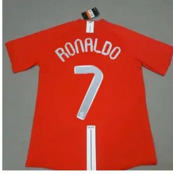 07-08 rojo Retro de manga larga de fútbol jersey Epocă camisetas de fútbol hombre para 07-08 rojo Retro de manga larga de fút