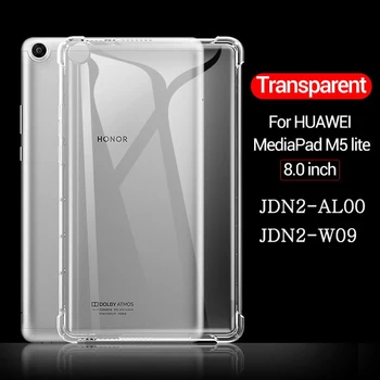 Rezistent la șocuri Silicon Moale Caz pentru Huawei MediaPad M5 Lite 8.0 JDN2-AL00 JDN2-W09 Flexibil Bara de protecție Transparent Sta Capacul din Spate