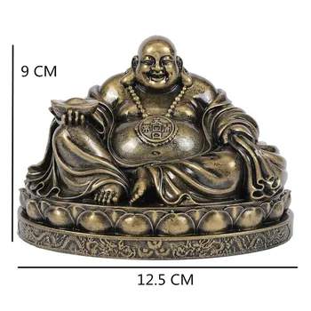 Chineză De Feng Shui, Buddha Vesel Statuie Rășină Ornamente Din Bronz Mare Maitreya Buddha Sculptură Figurine Decor Acasă