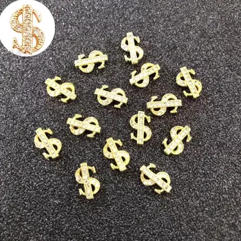 2 piese mai NOI de export Japonia de culoare de aur scrisoare dolar $ banii 3d nail art decor metalic