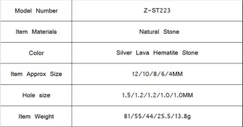Argint Lava Hematit Piatra Naturala Ball 4 6 8 10 12 MM Rotund Distanțiere Liber Margele Spacer Pentru a Face Bijuterii Accesorii DIY