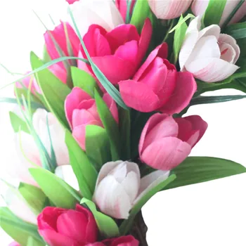 Creative Primăvară Simulare Tulip Ghirlanda De Flori, Plante Cununa De Sărbătoare Decorare Acasă Ușa De Perete Ornament