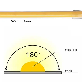 5mm Super-Subțire Moale ȘTIULETE de LED Lumina Benzi 384leds/m RA 90 Flexibil, Îngust FOB COB Bar Bandă Pentru Decor Iluminat 3000K 4000K 12V