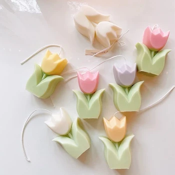 Drăguț Tulip Lumânare Cu Miros De Mucegai Silicon Forma De Floare Diy Ipsos Ambarcațiunile De Mucegai De Luare De Săpun Lucrate Manual, Decorațiuni Interioare Ornamente