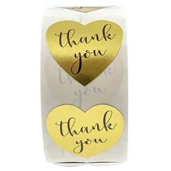 500Pcs de Aur în Formă de Inimă vă mulțumesc Autocolante, Etichete Sigiliu pentru decor nunta copil de dus decoratiuni autocolante plic