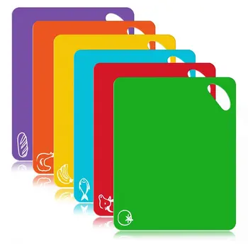 6 Colores Plastic Bucatarie de Bord de Tăiere Mat Set Non-alunecare, Tăiere Bord, mașină de spălat Vase în condiții de Siguranță 6 Buc/Set Pentru Bucatarie Consumabile