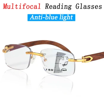 Aproape-departe dual-scop fără ramă multi-focus ochelari de Citit bărbați progresivă de zoom inteligent anti-Blu-ray presbyopic Ochelari de vedere