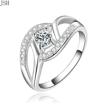 Frumos Retre inel CZ Zircon Cristal drăguț nobil destul de moda de Nuntă de argint de culoare femei Lady Inel bijuterii. R142