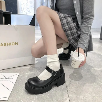 Moda Japoneză Lolita Singur Pantofi de sex Feminin Mary Jane pentru Femei Pantofi Retro cu Toc Gros cu Talpi de Elev Mic din Piele Pantofi