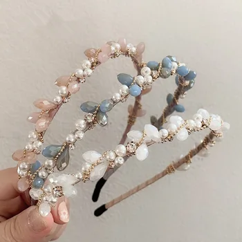 Aliaj de Cristal Colorat Perla Benzi Pentru Femei Diamond Accesorii de Par Bentițe pentru Fete Coroana Hairband Folie Cap
