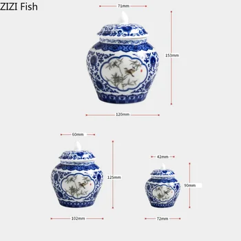 Ceramica Chineză Albastru și Alb Portelan ceainic Simplu Rezervor de Stocare cu Capac Underglaze General Rezervor Sigilat Decor Acasă